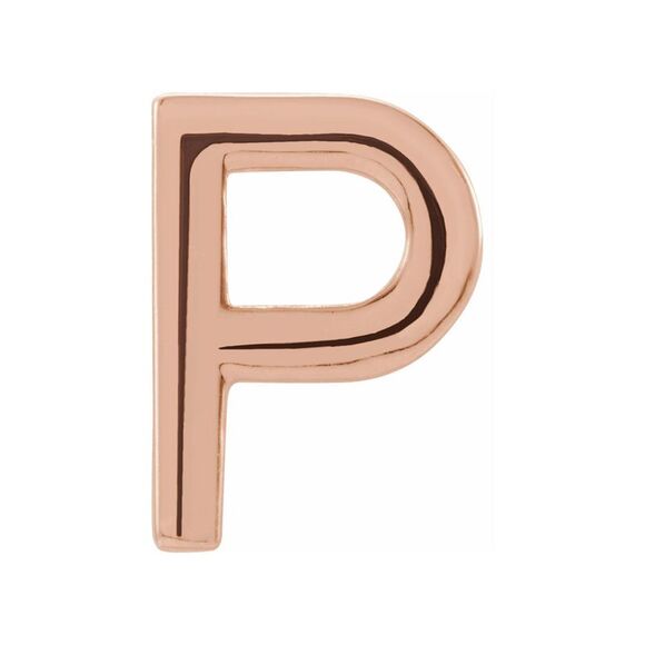 Single 14k Rose Gold Initial P Post Earring 5.75 x 8mm